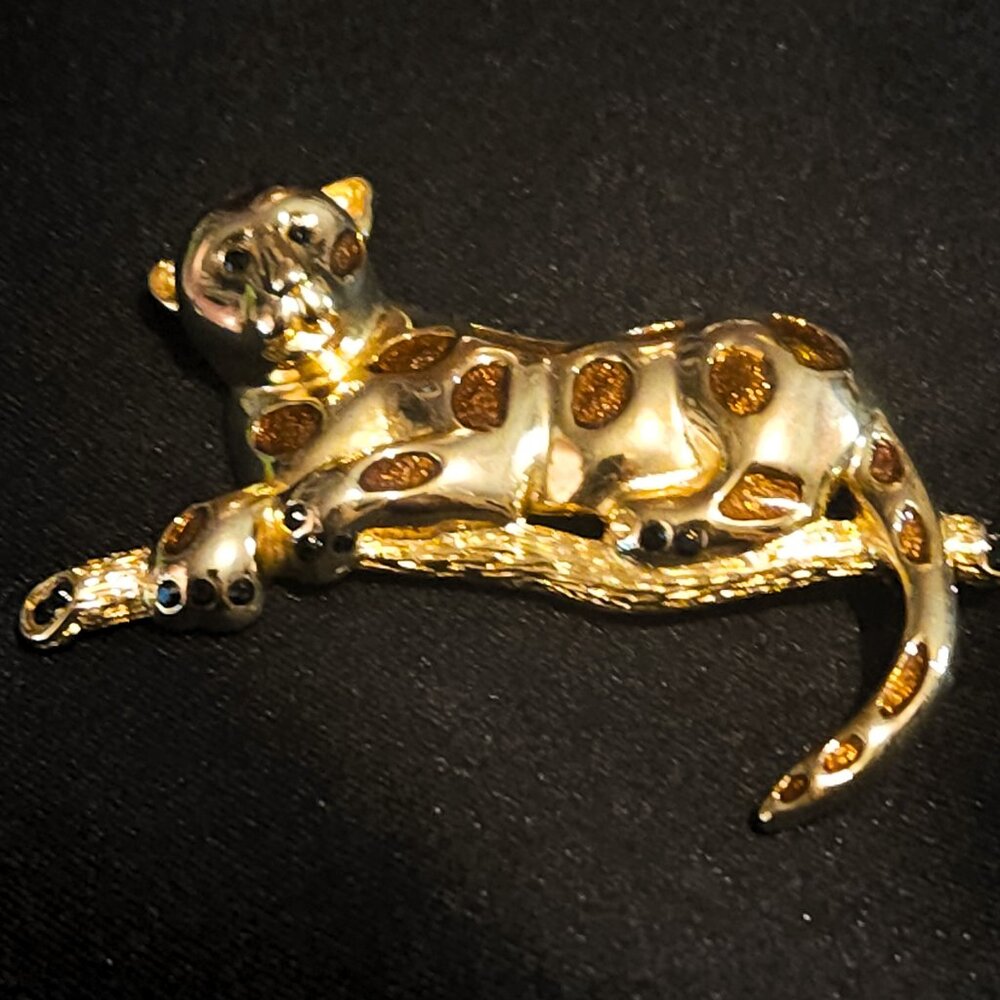 Premier Designs Gold-Tone Leopard Cat Brooch (NWOT)